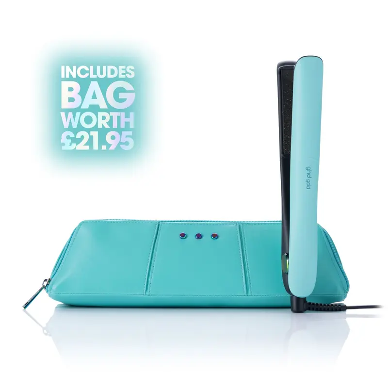ghd Gold Limited Edition Hair Straightener in Mystic Aqua with Matching Heat-Resistant Bag & Mat 1