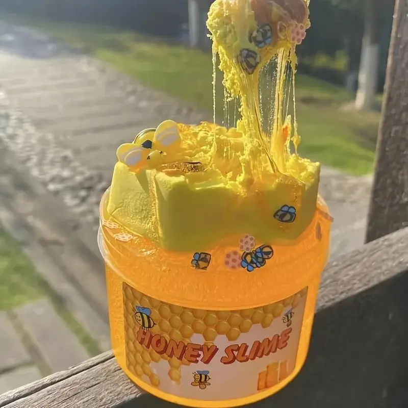 2025 New Honeycomb Slime Toy DIY Yellow Transparent Honey Slime Set Simulated Handmade Clay Toy Stretchy Toy Squishy Toy Gift for Kids 4