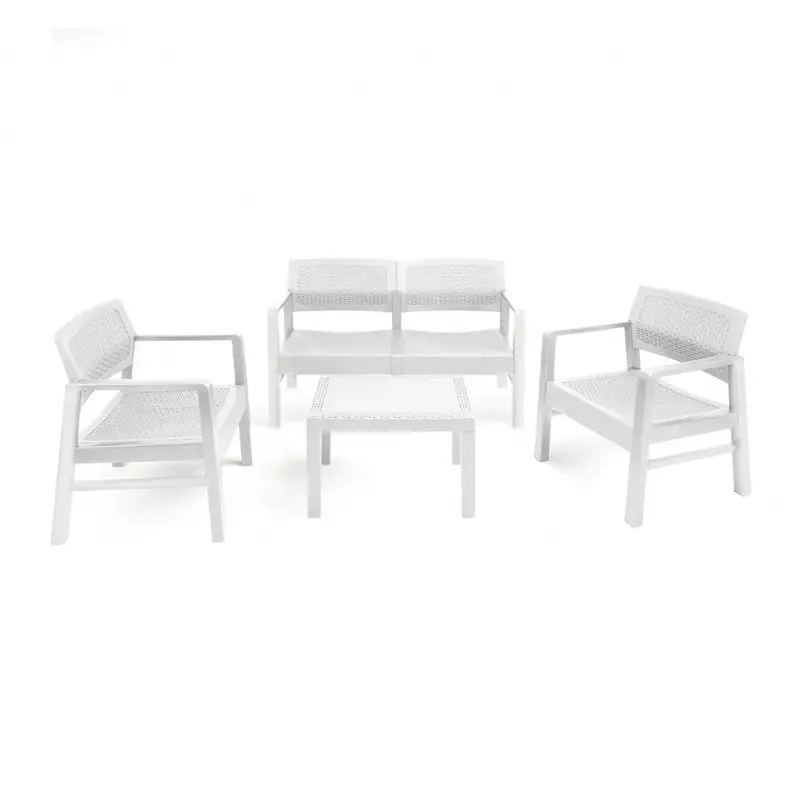 Rattan Effect Garden Furniture Sofa Arm Chair without Cushions & Side Table 0