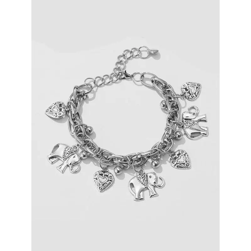 Women's Boho Style Elephant & Heart Design Anklet, Fashionable Retro Anklet for Women & Girls, Trendy All-match Vintage Body Jewelry As Gift for Summer Decor 3