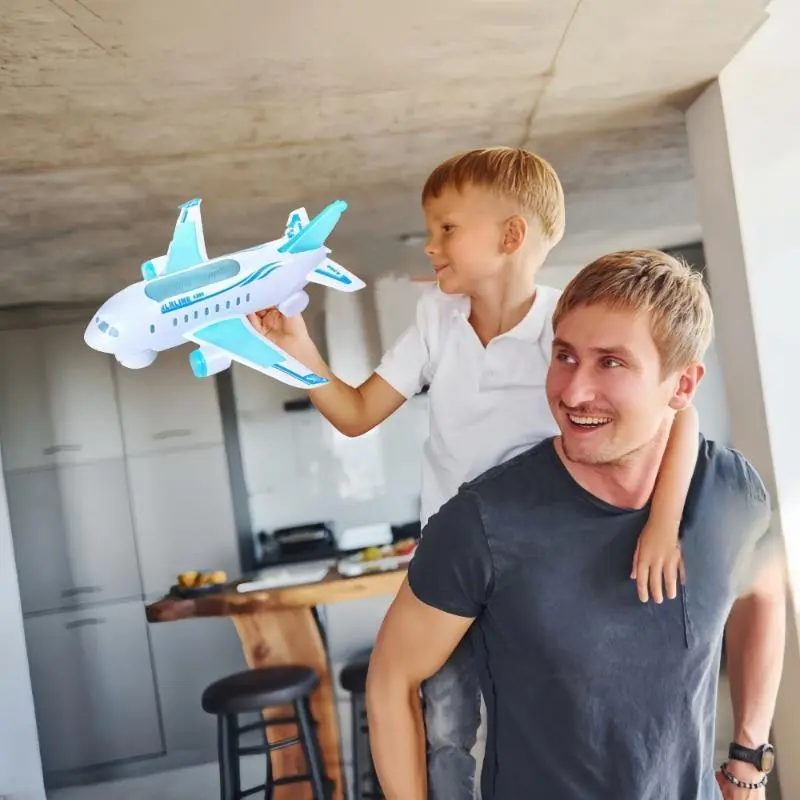 Interactive Electric Airplane Toy - LED Lights, Sounds, Battery Operated, Safe Plastic, Educational Play for Ages 3+, White 6