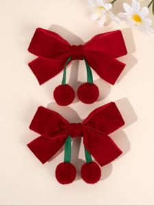 Cute Cherry Decor Bow Hair Clips, Christmas Style Hair Accessories for Girls, Fashion Hair Accessories for Party, Daily Clothing Decor Hairstyles Ideas