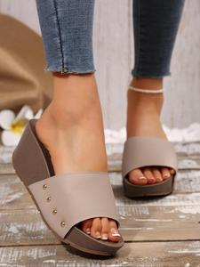 Women's Fashionable Plain Color Platform Sandals, Casual Comfortable Slingback Sandals for Beach Vacation, All-match Commuter Shoes for Work & Daily Wear, Girl