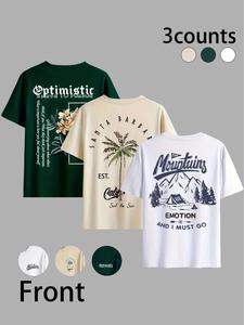 Plus Size Men's Graphic Print Round Neck Tee, Regular Fit Casual Comfy Short Sleeve Crew Neck T-shirt for Daily Wear, Fashion Men's Plus Size Clothing for All Seasons