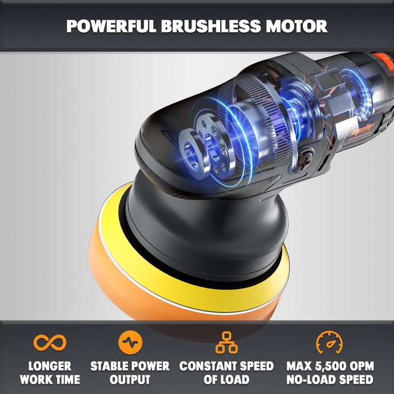 Cordless DA Buffer Polisher Compatible with Dewalt 20V Battery 1