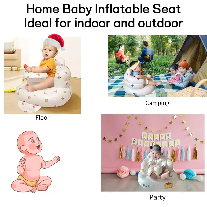 Inflatable Baby Chair, 1 Count Cute Cartoon Pattern Inflatable Baby Seat, Baby Inflatable Sofa Chair, Baby Furniture for Home 2