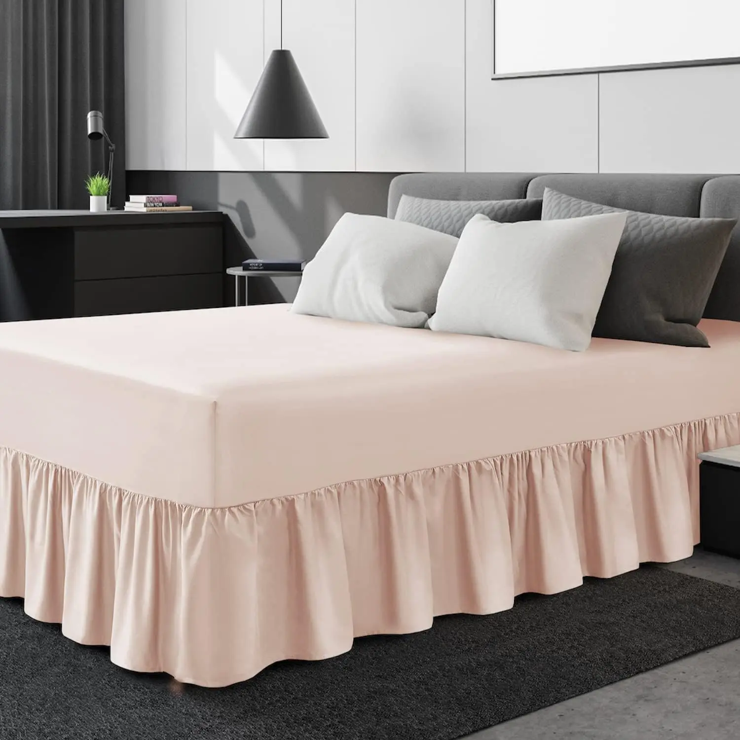 Extra Deep Frilled Fitted Valance Sheet Super King Bed Skirt - 4ft - Single - Double - King & Super king - Easy Care Non Iron - Microfibre Soft Brushed