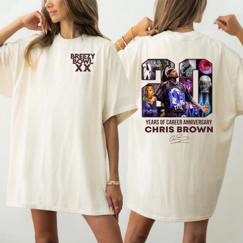 Chris Brown Breezy Bowl XX Tour 2 Sided T-Shirt, Chris Brown Album Shirt, Chris Brown Fan Gift, Chris Brown Merch Shirt, Music Fan Cb Tour 2025 Shirt 5