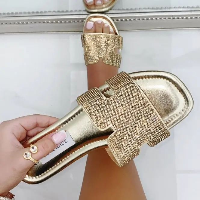 Lemonade Crystal Lush Halo Sliders Gold