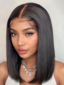 T Part Lace Wigs for Women, Gorgeous Fluffy Straight Wigs with Baby Hairs, Human Hair Wigs for Party, Daily Use