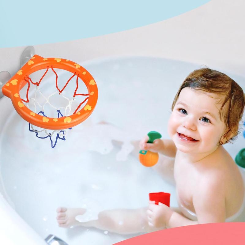 Summer Spring Father's Day Gift  Baby Bath Basketball Hoop Toy - Interactive Bathtub Basketball Set with 3 Balls Included with Strong Suction Cups -Fun Toddler Toy for Boys & Girls 6