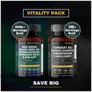 Vitality Pack - MightyMineral & MegaMale - (2 Bottles) Saving Combo - Healthcare Dietary Optimum Viral Fitness Supplement by Natural Gold Wellness - Vegan | Edible