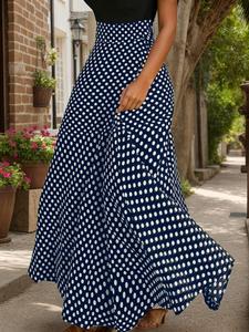 Women's Polka Dot Print High Waist Skirt, Retro Elegant A Line Long Skirt for Party Holiday, Ladies Bottoms for All Seasons, Womenswear, Vintage Skirts