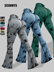 Women's Tie Dye Print Stretchy High Waist Flare Leg Sports Leggings, Casual Comfy Breathable High Stretch Seamless Yoga Leggings, Ladies Sportswear Bottoms for Indoor Outdoor Wear, Gym Leggings, Workout Clothes