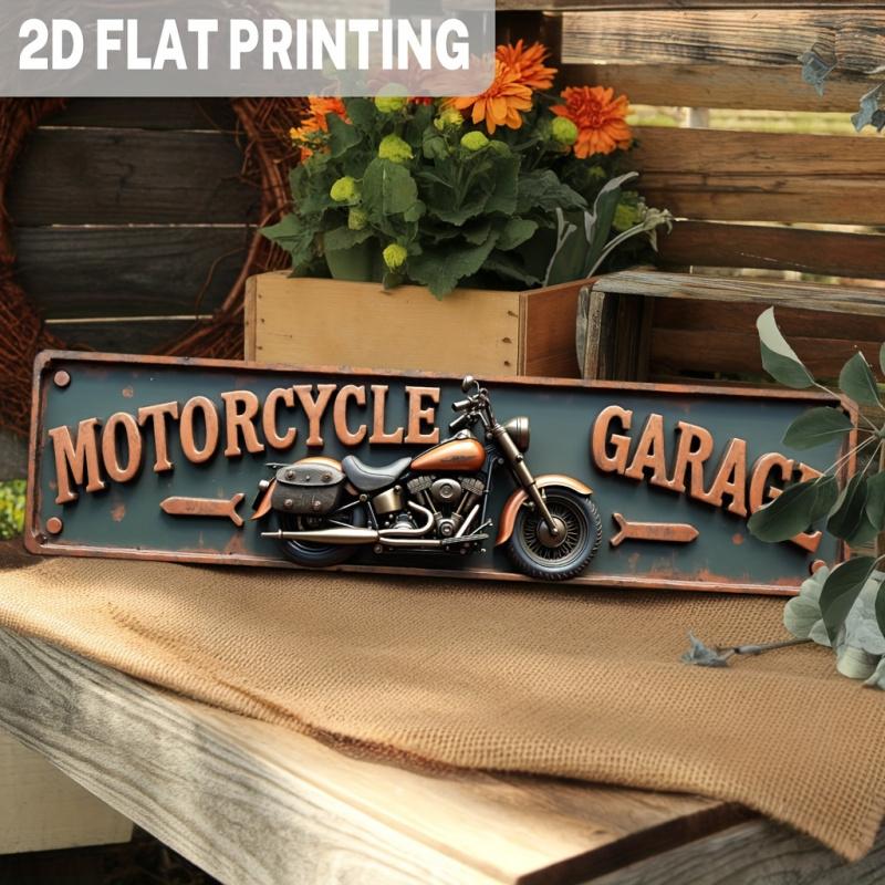 1PC 2D Flat Vintage Motorcycle Garage Metal Sign - Vintage Motorcycle ...