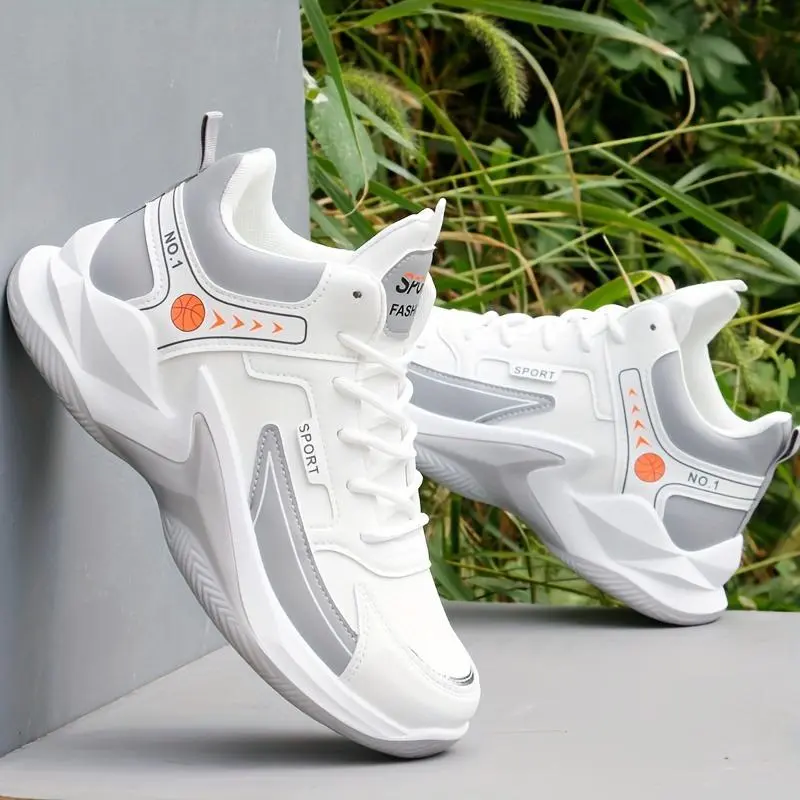 Men's Trendy High Top Sneakers, Comfy Non Slip Lace Up Durable Shoes For Men's Outdoor Activities 1