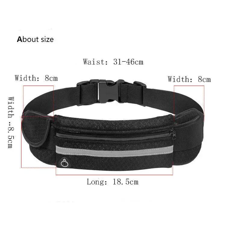 Running Belt Unisex Sports Jogging Phone Keys Mobile Money Bum Bag Waist Travel 2