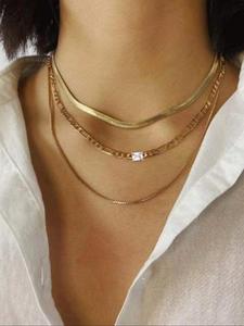 Women's Elegant Rhinestone Decorated Chain Necklace, Exquisite Trendy Chain Necklace Set, Chic Jewelry As Gift for Girlfriend