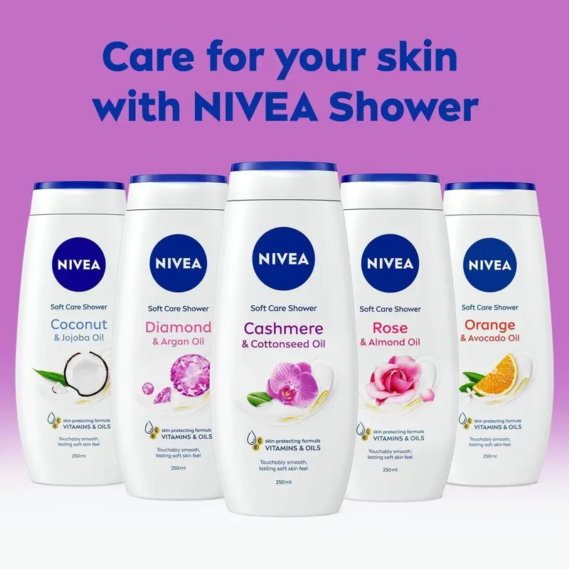 Nivea Cashmere & Cotton Oil Shower Gel (250ml), Body Wash with Vitamin C, E, and Precious Oils, Protects Skin from Drying Out and Leaves it Touchably Smooth Cleansing Moisture 6