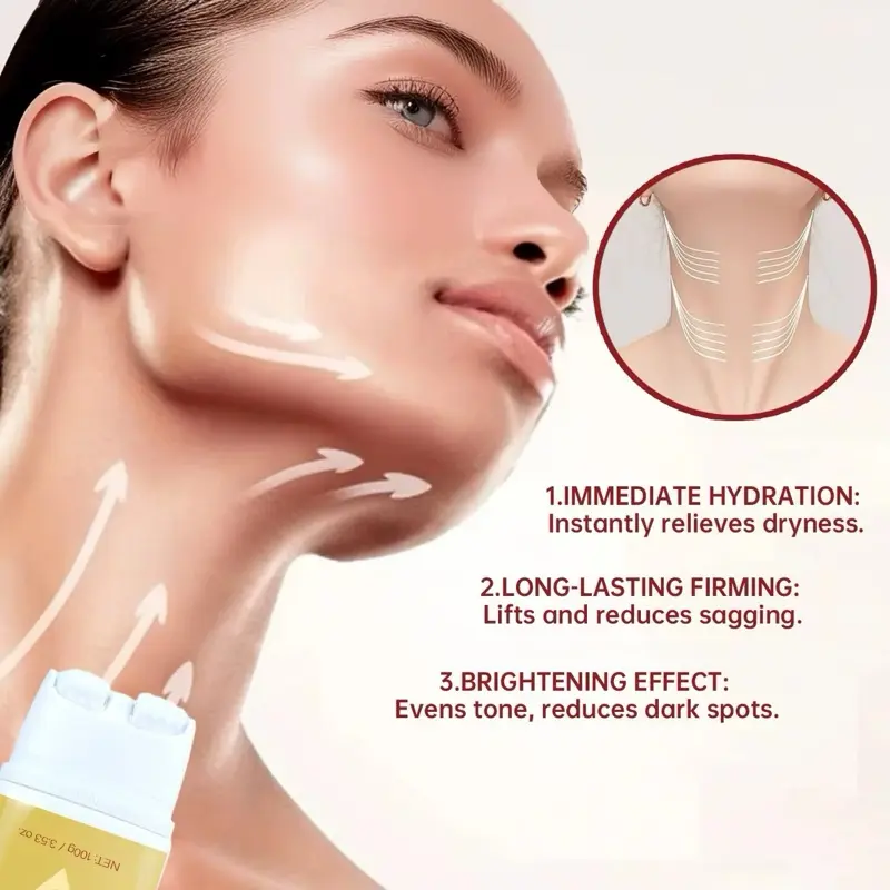 Neck & Chin Tightening Cream with Cooling Roller - Lift, Firm & Reduce Wrinkles Fast - Smooth, Body Care 3