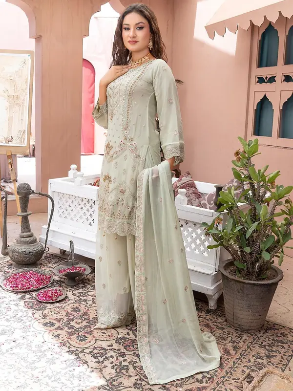 FND-131 Readymade Designer Chiffon Sharara Suit 1