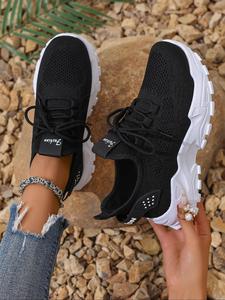 Women's Fashionable Lace Up Mesh Breathable Lightweight Sneakers, Casual Comfortable Sports Running Shoes, All-match Basic Shoes for Daily Wear, Sporty Running Shoes