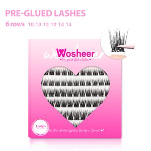 Self adhesive Lash Extensions Pre-Glued Individual Cluster Lashes FLAAR without applicator Luxury lashes by wosheer Soft & fluffy DIY lashes Natural Waterproof Long-lasting and not easy to fall off Friendly to beginner
