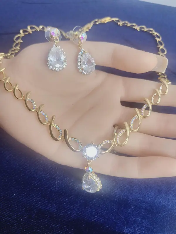 high polished stainless steel zircon water drop crystal 2