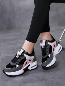 2024 Women's Colorblock Lace Up Low Top Trainers, Casual Comfortable Breathable Mesh Sports Walking Shoes for Summer 2024, Chunky Sneakers for Travel