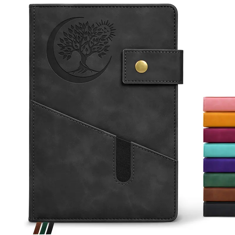 Blank Journal Notebook, A5 Hardcover Leather Sketchbook with 200 Pages Thick Blank Paper. 0
