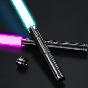 Metallic Handle RGB Light Saber, USB Rechargeable Light Saber with 15 Light Color & 3 Sound Modes for Home Party, Cosplay, Indoor Recreation Gift, Light Up Saber
