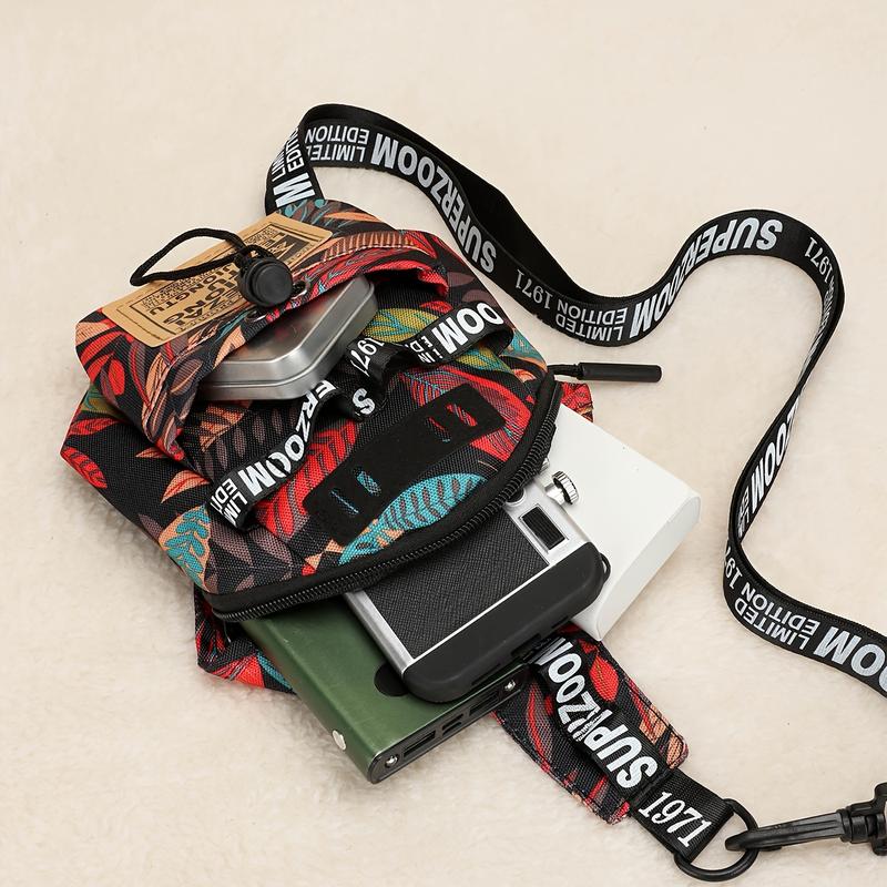 ANIELGARD  Men's Lightweight Anti-Theft Sling Bag with Tropical Leaf and Letter Print: Adjustable Crossbody Chest Pack Perfect for Travel, Work, and Sports. Great as College, School, Christmas, and Thanksgiving Gifts. 2