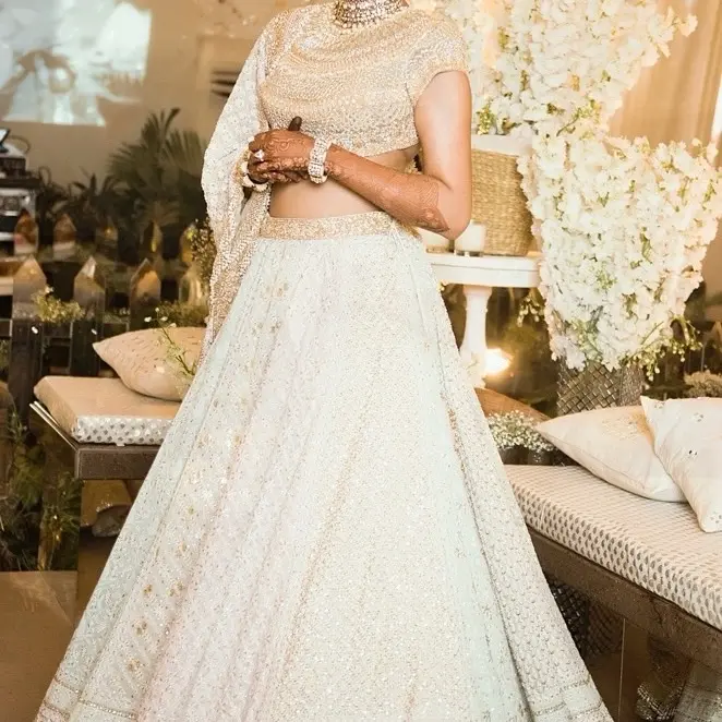 Pre order Sonam Kapoor white Gold lengha choli. Indian designer chaniya choli. Beautiful Wear readymade lengha, Gift for Her 1