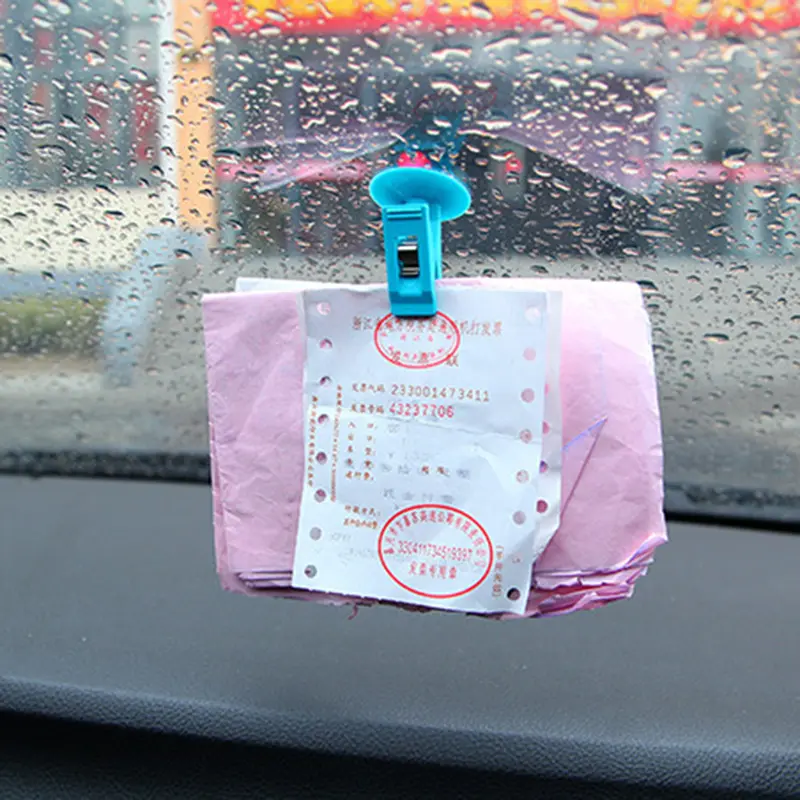 2/4Pcs Suction Cup Clip Car Interior Window Clip Removeable Bill Card Clamp Holder Ticket Fastener Clip Car Interior Accessories 1