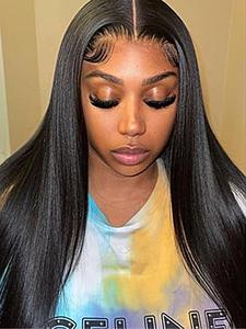 26 Inch Glueless Pre Cut Lace Wigs, Human Hair 4x4 HD Lace Closure Wigs, Pre Plucked Glueless Wigs for Women, Straight Human Hair, Natural Black Color