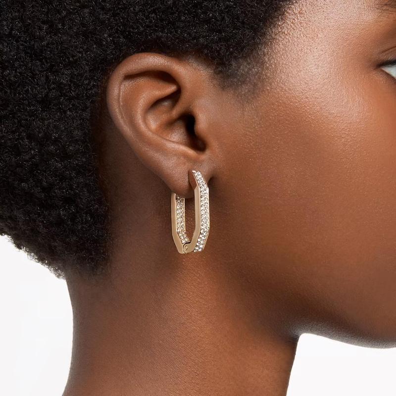 DEXTERA HOOP EARRINGS - WHITE/GOLD-TONE PLATED 4