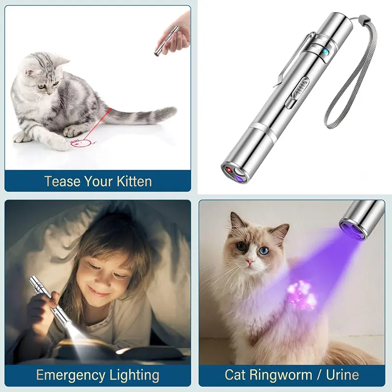 Cat Toys, Interactive Toys for Cats, Cat Dog Red Pointer Light Toy, 7 in 1 LED Cat Light Pen,USB Rechargeable, Pet Scratching Practice Chase Training Tool 5