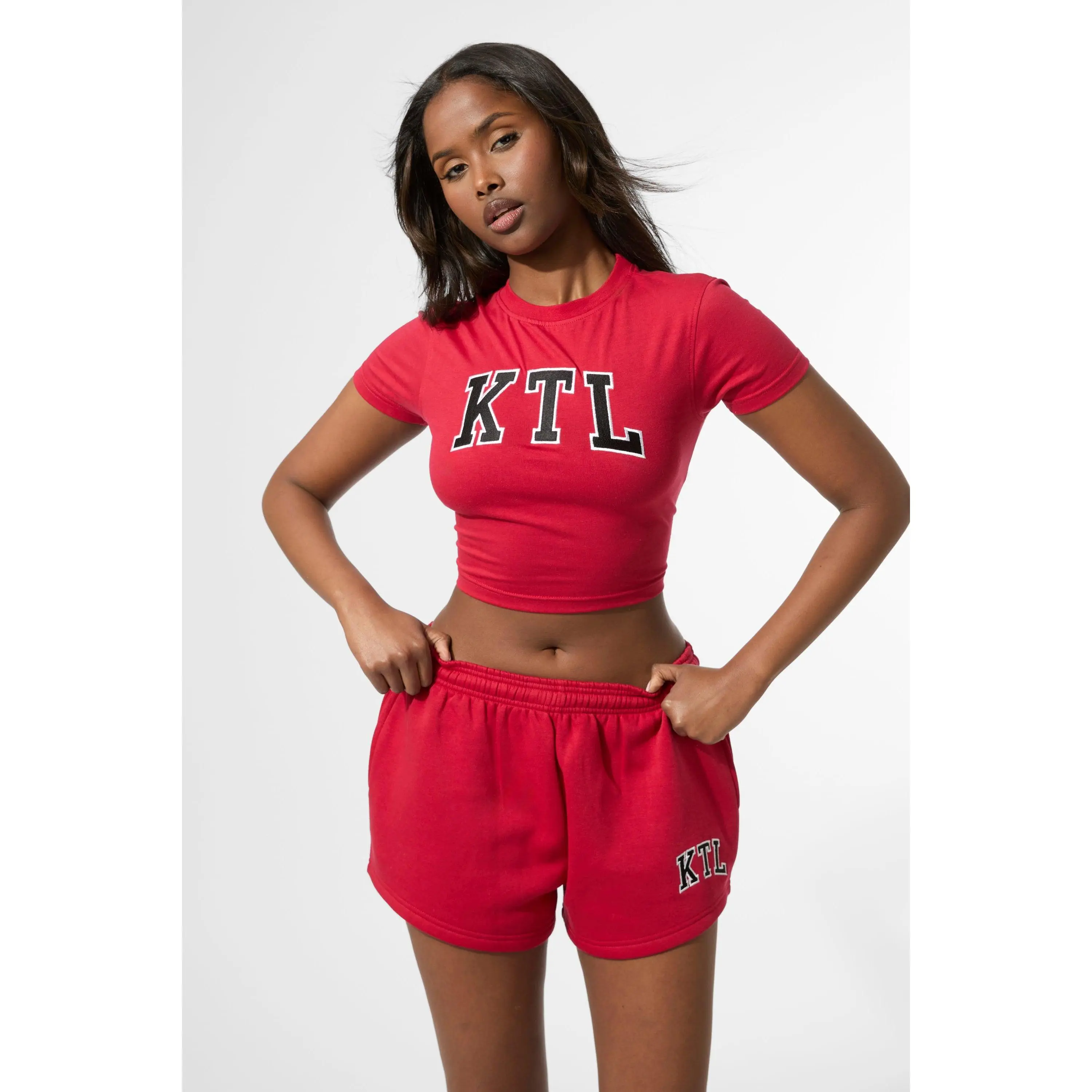 Kaiia KTL Logo Mini Sweat Shorts Red