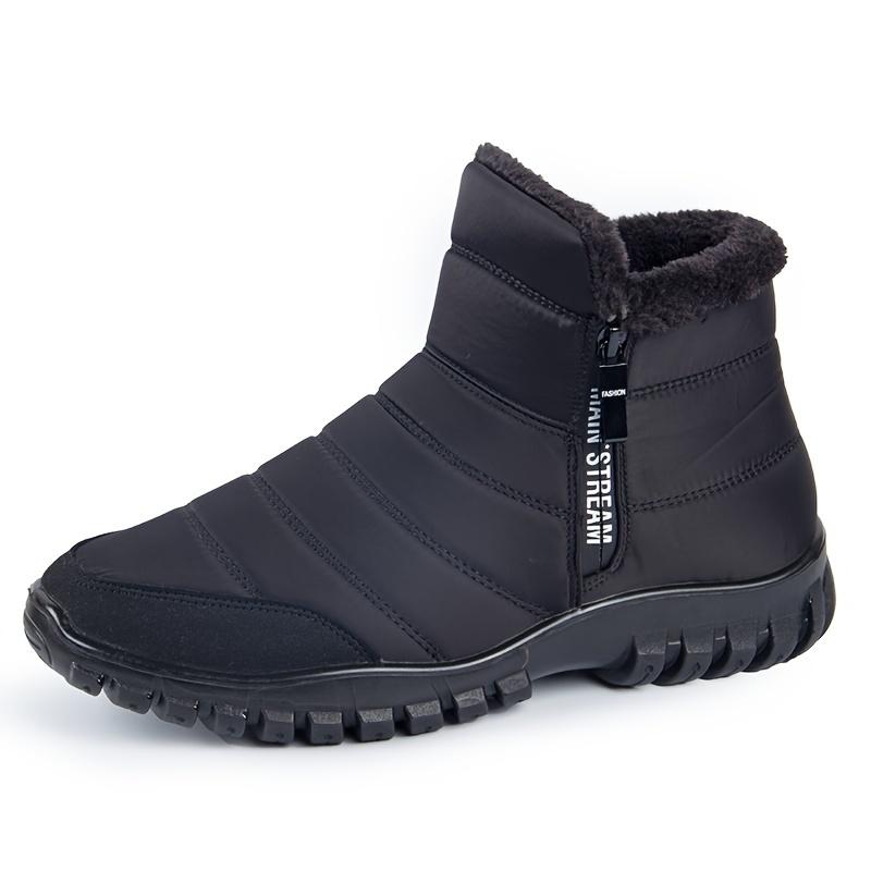 Men'S Solid Black Snow Boots with Side Zipper - Warm Fleece Lined, Non-Slip Ankle Boots for Winter Hiking and Trekking, and Breathable, Winter Hiking Boots|Stylish Winter Boots| Boots 3
