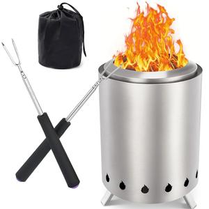 Stove Fire Pit with Stand ,6-inch Tabletop with 2 Stick and Carry Bag for Camping, Outdoor & Patio, Wood Burning Or Pellet Fueled Portable Bonfire Pit, Stainless Steel