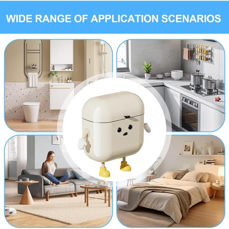 9L Hanging Trash Bin With Lid, Wall-mounted Kitchen Trash Can, Cream-Colored Trash Can, High AppearanceLevel, For Food Waste And Bathroom, Cupboard, Cabinet Door 5