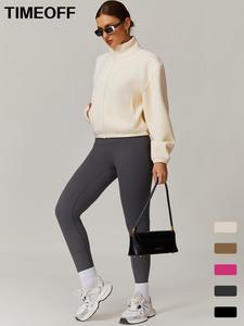 TimeOFF Women's soft and comfortable skin-friendly breathable loose stand collar zipper long sleeve jacket Outdoor Running Cycling Climbing Walking Fashion Long Sleeve Gym sports training Joker long sleeve