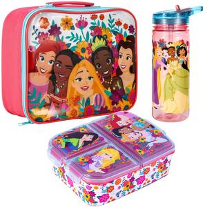 Disney Princess Kids Lunch Box Set – Insulated Lunch Bag, Multicompartment Lunch Box & 580ml Water Bottle, BPA Free