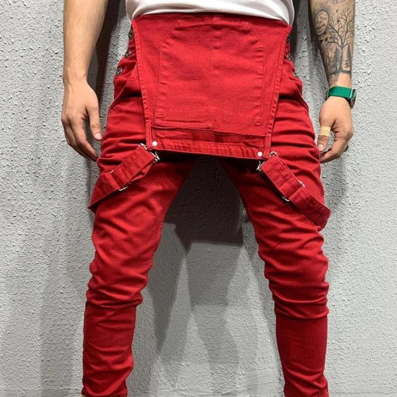Product Introduction of Summer New Men's Distressed Denim Carpenter Overalls Bib Jumpsuits Motos Biker Jean Long Harajuku Rompers Streetwear Plus Size Casual Cotton 12