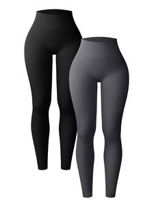 Women's High-Waisted Seamless Yoga Pants, Stretchy Casual Sportswear, Tight-Fit Plain Design, All-Season Fitness Running Bottoms, Gym Workout Leggings