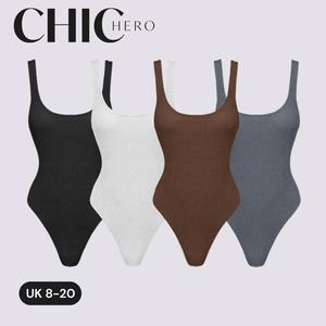 ChicHero Women's Scoop Neck Sleeveless Bodysuits Tank Top Bodysuits