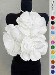 Women's Plain Flower Decor Halter Cami Top, Elegant Fashion Casual Sleeveless Top for Daily Outdoor Wear, Ladies Clothes for Summer, Cute Tops