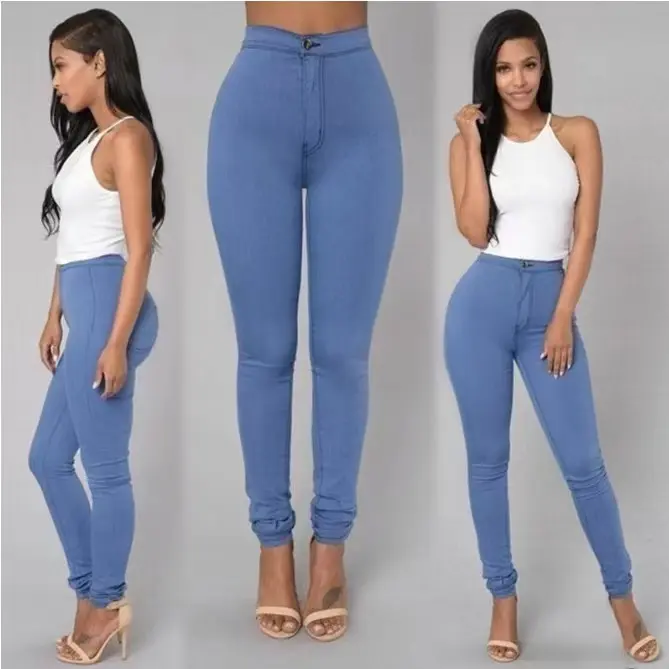 Hot Women Pencil Stretch Slim Denim Skinny Jeans PantsHigh Waist Jeans Trousers Womenswear Bottom 2