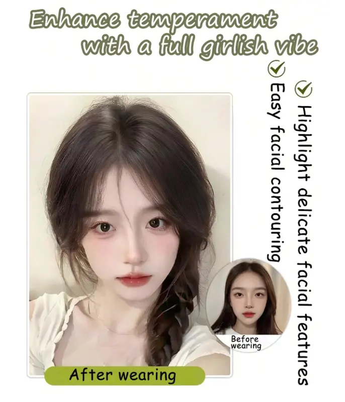 Synthetic Bangs, Natural Looking Thin, Invisible Clip-in Wigs, Short for Women 5