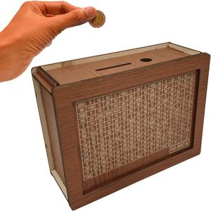 Wooden Money Box with Counter, 1 Count  Decorative Cash Savings Box, Desktop Decor for Home Office Dormitory School